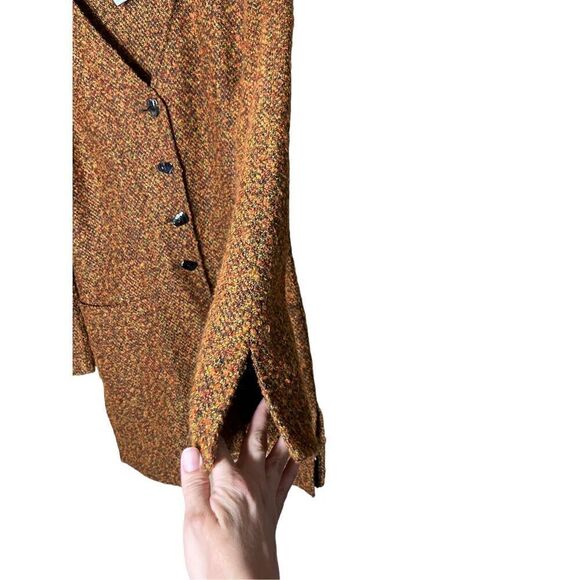 Vintage F.L Malik Tweed Long Line Coat Size M - Picture 4 of 9